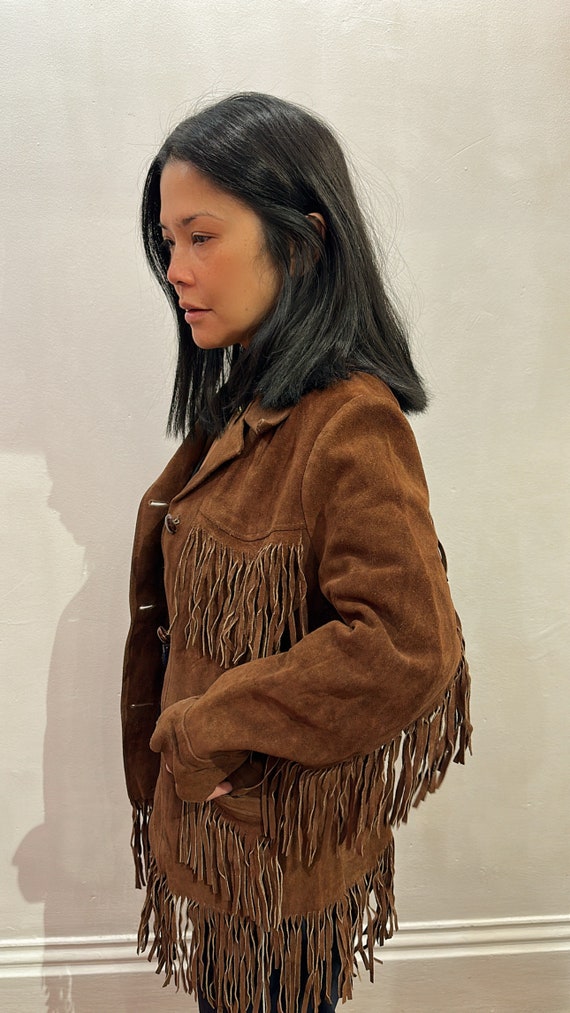 70s Chocolate Suede Fringe Jacket - image 2