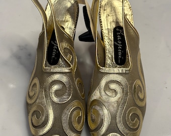 Vintage Gold Sling Back Heels