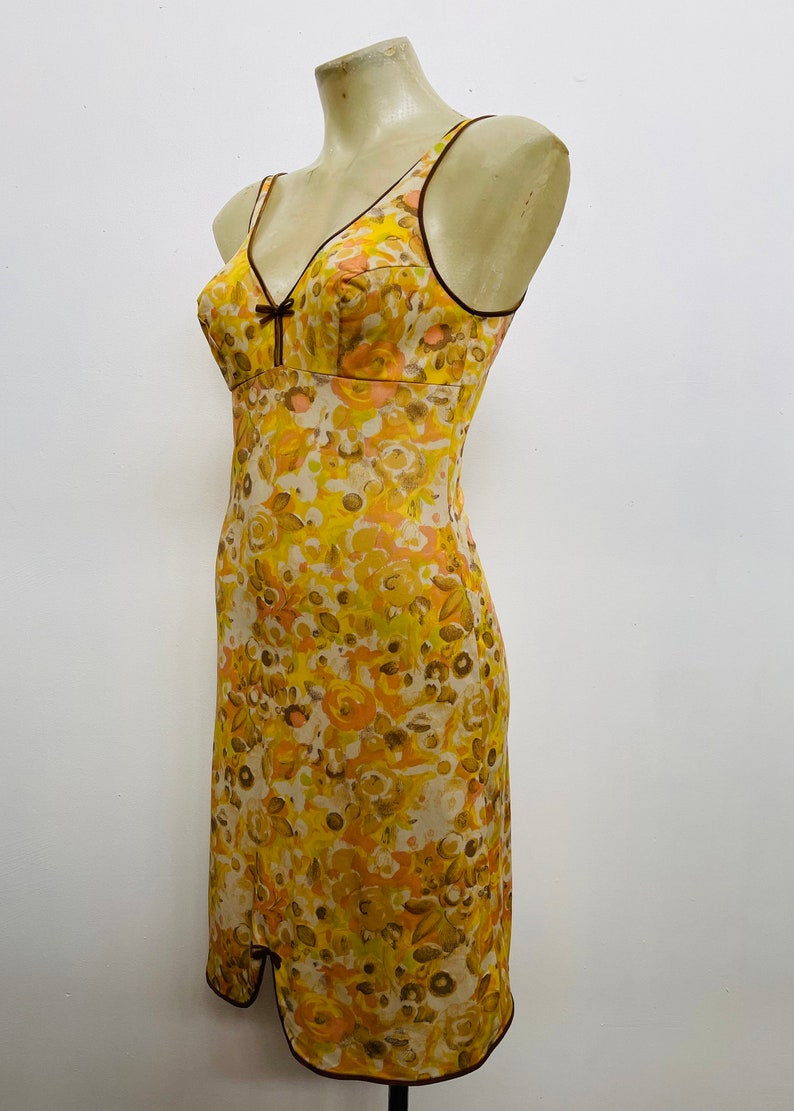 1930s Vintage Slip Autumn Floral Printed Chemise image 2