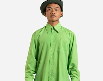 Retro 70s Bright Green Pointed Collar Shirt