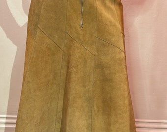 Vintage Tan Suede Midi Skirt