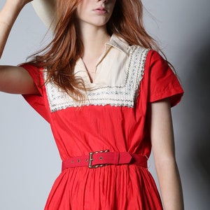 1950s Red Shirtwaist Dress image 2