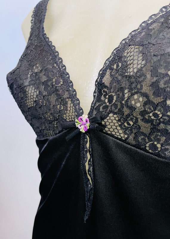 1930s Short Slip Lace-Trimmed Black Chemise - image 2
