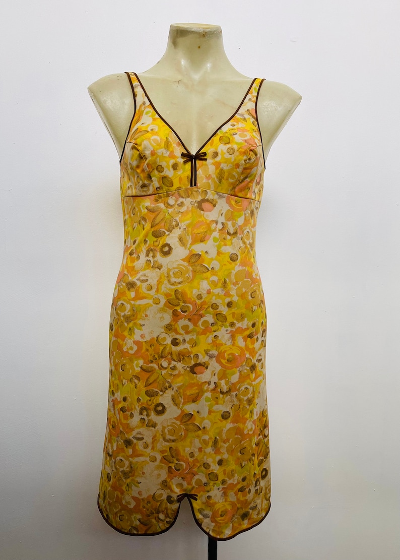 1930s Vintage Slip Autumn Floral Printed Chemise image 1