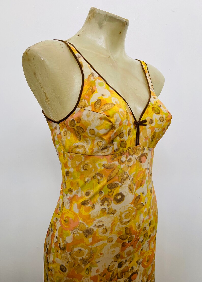 1930s Vintage Slip Autumn Floral Printed Chemise image 8