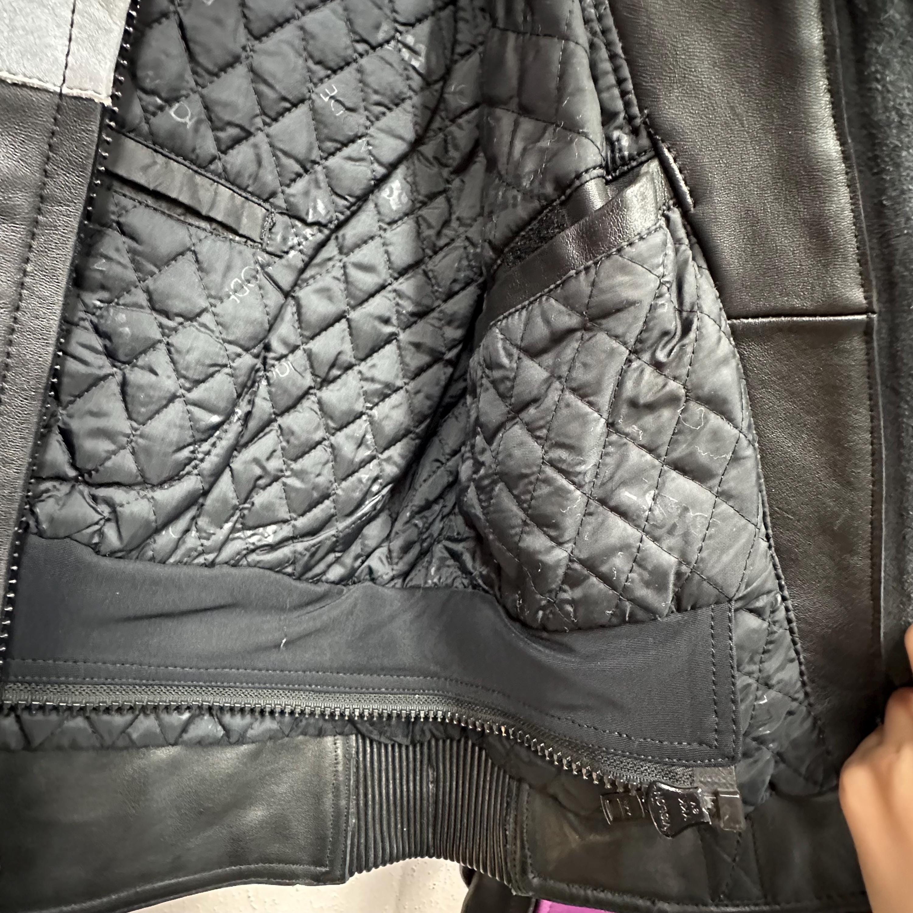 Vintage 90s Color Block Leather Motorcycle Jacket | Purple Biker
