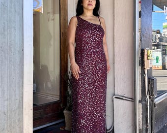 Vestido vintage burdeos con lentejuelas