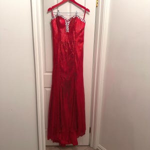 red strapless sequin dress jessica rabbit Underwraps Women's Red Jessica Rabbit Dress Costume - Size Large