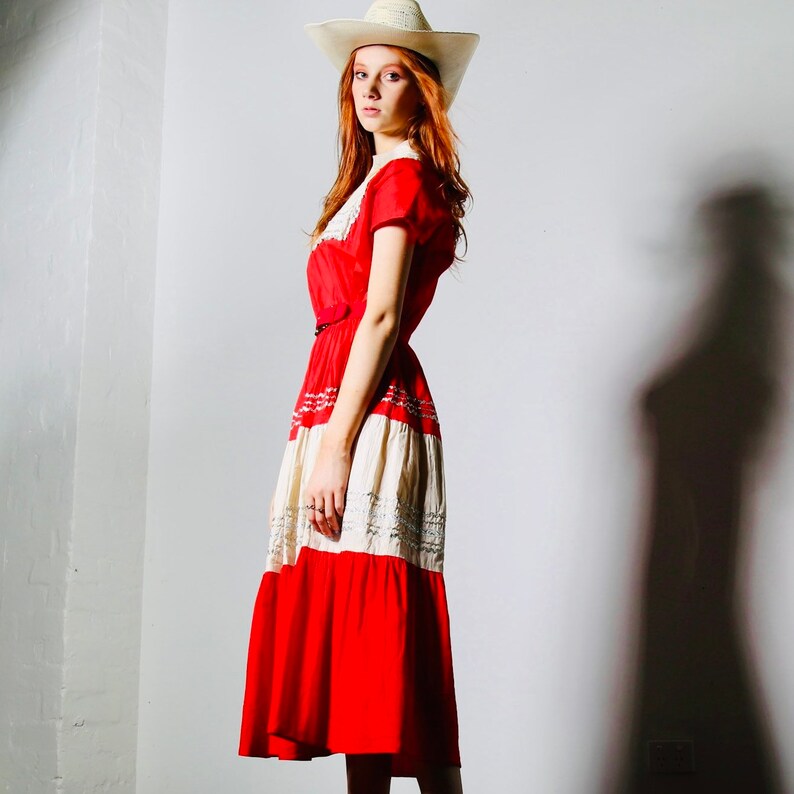 1950s Red Shirtwaist Dress image 5