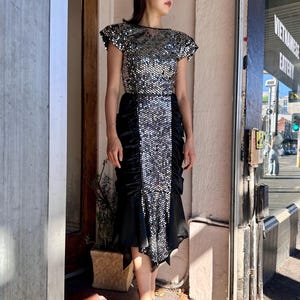 80s Black Sequin Party Dress