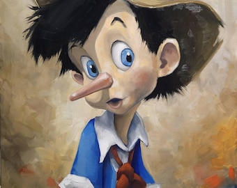 ピノキオ オリジナル油絵（キャンバス）｜気まぐれな漫画キャラクターアート