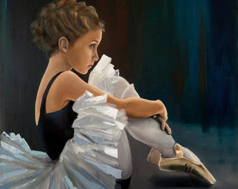 手描きのバレエ少女のキャンバス