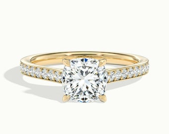 14k Gold Plated Sterling Silver Cushion Cut Diamond Ring