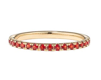 Sterling Silver Red Garnet Ring: Dainty January Birthstone Band