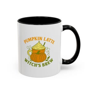 Pumpkin Latte Witch&#39;s Brew Mug, Fall Coffee Cup, Halloween Kitchen Decor, Pumpkin Spice Lover Gift, Autumn Beverage Mug