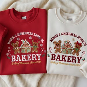 Embroidered MMinnie’s Gingerbread House Co Sweatshirt, Gingerbread House Shirt, Minnie Gingerbread Shirt, Disney Christmas Cookies Shirt