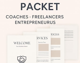 Plantilla de paquete de bienvenida para clientes / Kit de incorporación editable de Canva para coaches, autónomos y pequeñas empresas