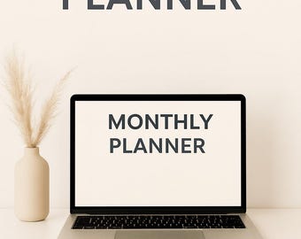 Plantilla de planificador mensual / Planificador de productividad imprimible en Canva + Hojas de cálculo de Google / Descarga digital