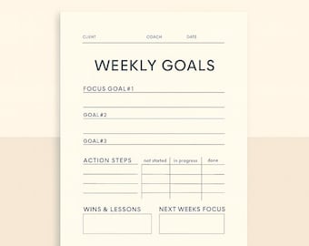 Seguimiento de objetivos semanales / Plantilla de Canva / Planificador de progreso y establecimiento de objetivos de coaching