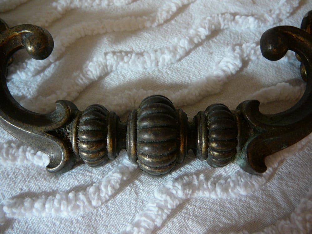 Vintage Brass Hardware 5 Ornate Dresser Handles Etsy