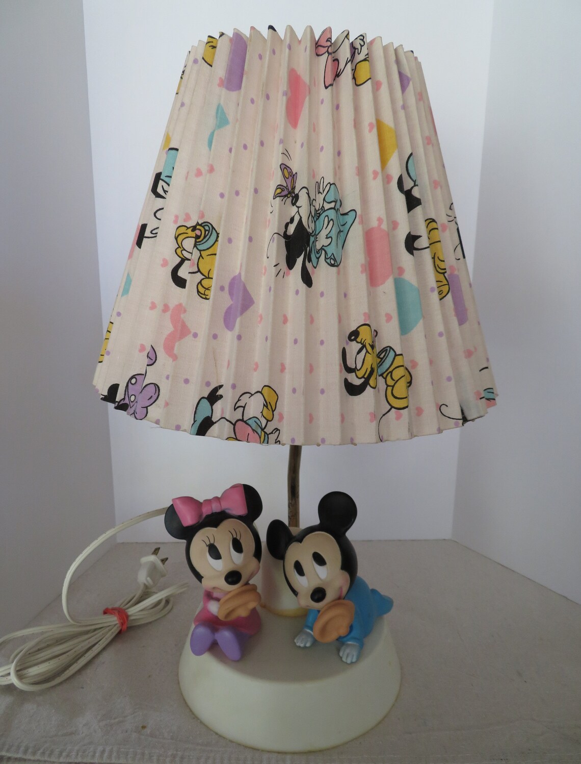 Baby Mickey & Minnie Mouse Lamp Night Light and Shade 1984 Etsy