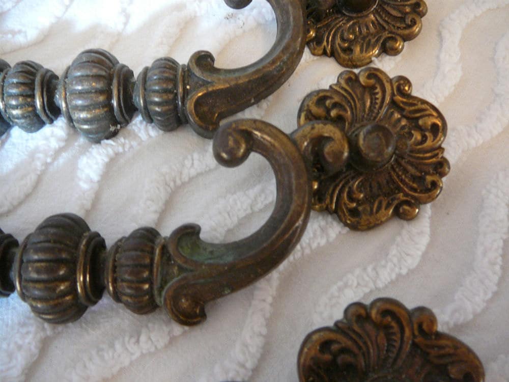 Vintage Brass Hardware 5 Ornate Dresser Handles Etsy