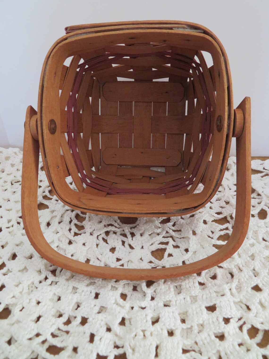 1990 Small Square Longaberger Basket with Liner Movable Etsy