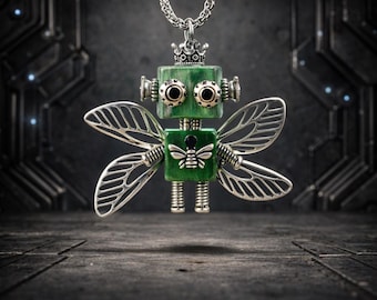 スターリングシルバーのロボットハンドペンダント：SFサイボーグ