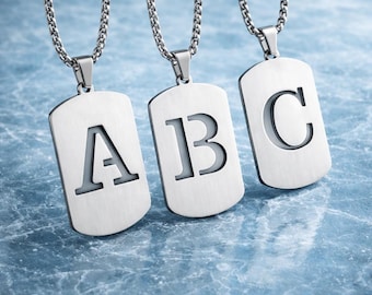 Titanium Steel Initial Necklace | Minimalist Hollow Alphabet Pendant