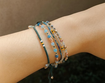 Boho-kralenarmband kristal: kleurrijke handgemaakte gelaagde sieraden