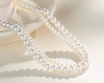 Elegant Double Layer Faux Pearl Choker: Vintage Bridal Necklace