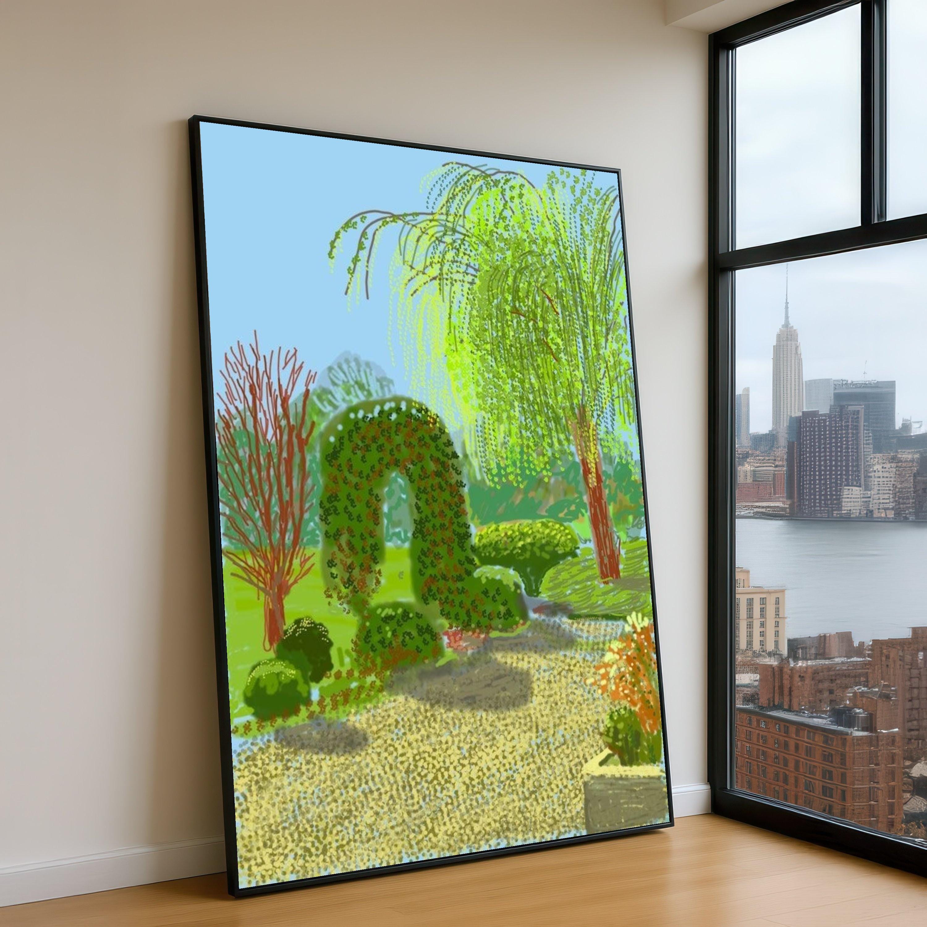 Toile d'art verte tonnelle pour allée de jardin, prête à accrocher