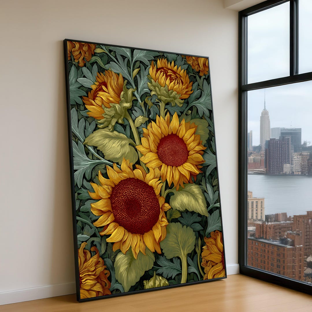 Vintage Sunflower Canvas Print, Botanical Floral Wall Art - Etsy