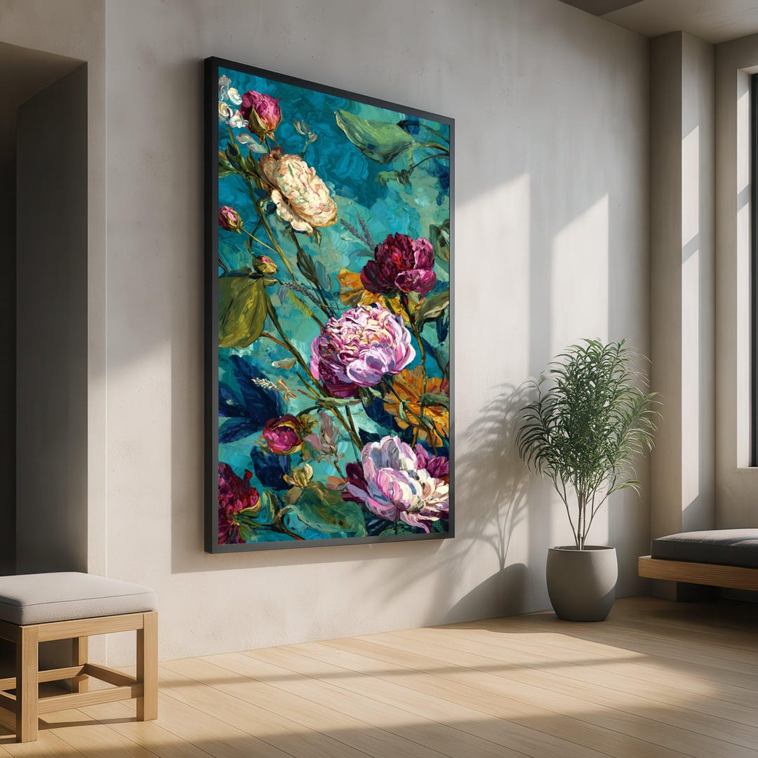 Colorful Peonies Floral Canvas Print, Elegant Botanical Wall Art - Etsy