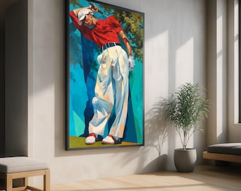 Vintage Golfer Canvas Print, Retro Sports Wall Art