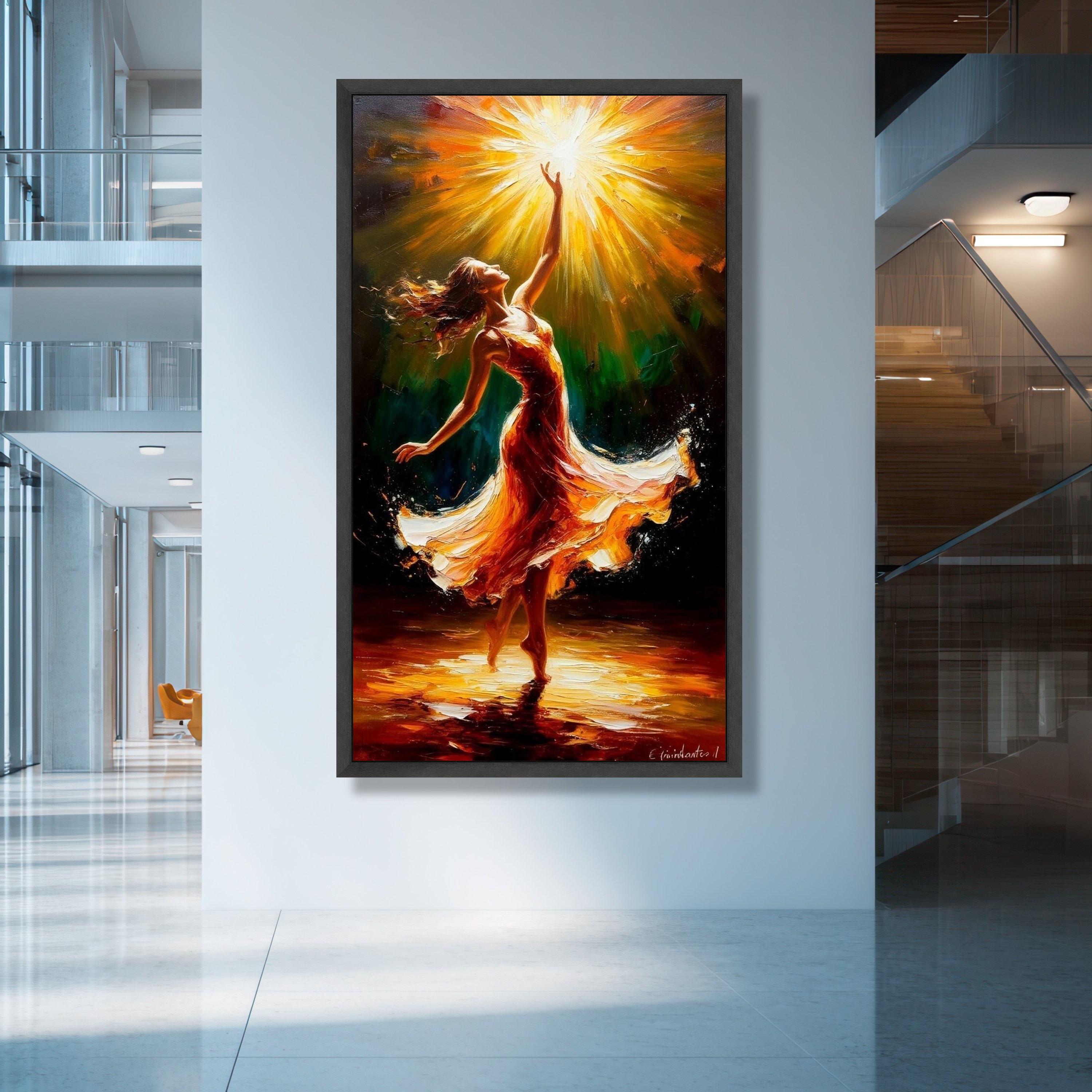 Woman in Flowing Dress Canvas Print, Expressive Movement Wall Art