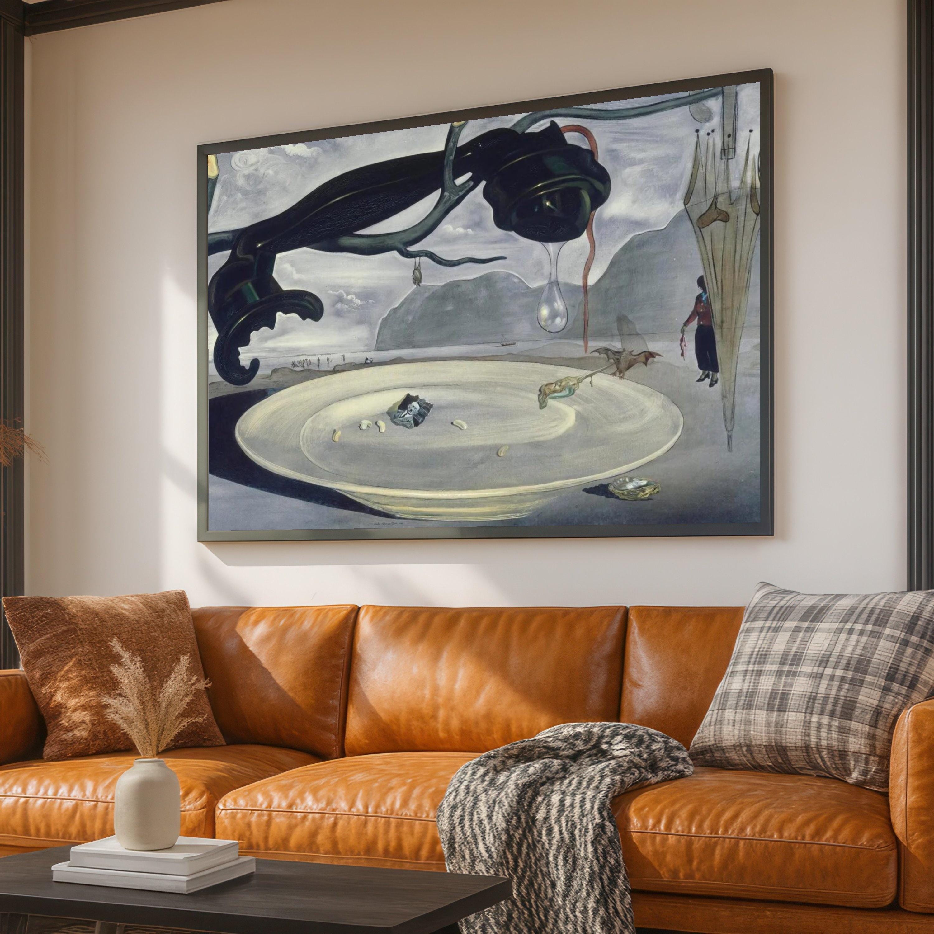 シュルレアリスムの滴る蛇口のキャンバス、サルバドール・ダリ風