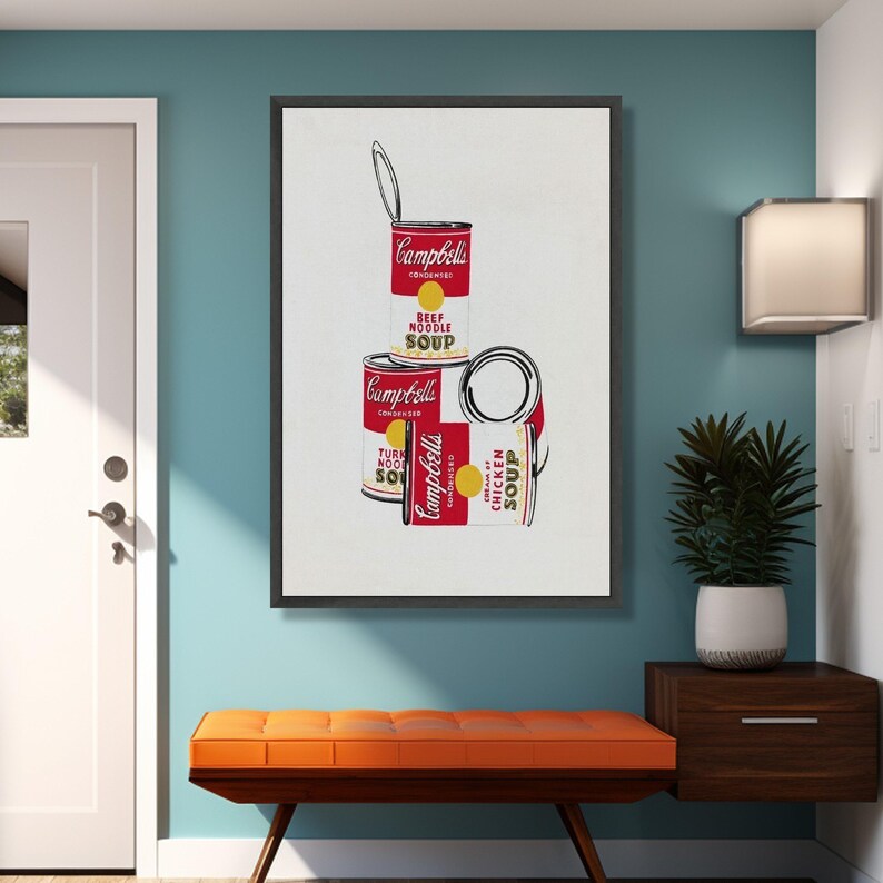 Andy Warhol Campbell's Soup Cans Canvas Print, Pop Art Kitchen Decor - Etsy