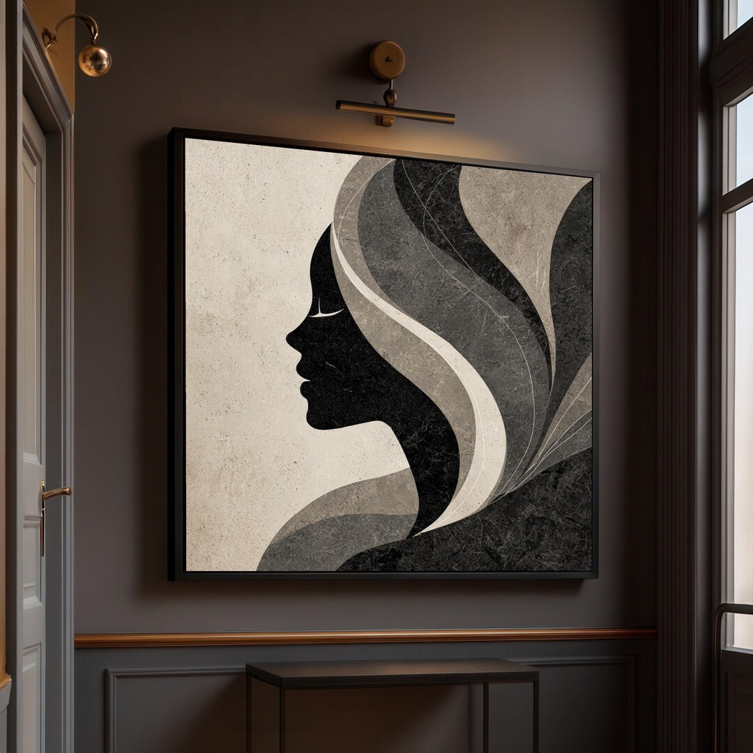 Abstract Woman Silhouette Canvas, Minimalist Profile Wall Art ...