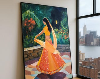 Indian Dancer Canvas Print, Colorful Ethnic Wall Art, Ready to Hang