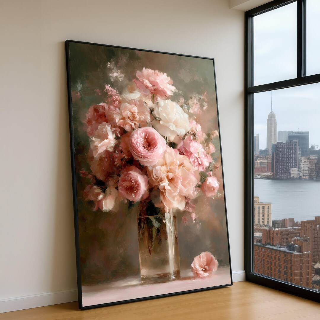 Soft Pink Roses Canvas Print, Romantic Floral Wall Art - Etsy