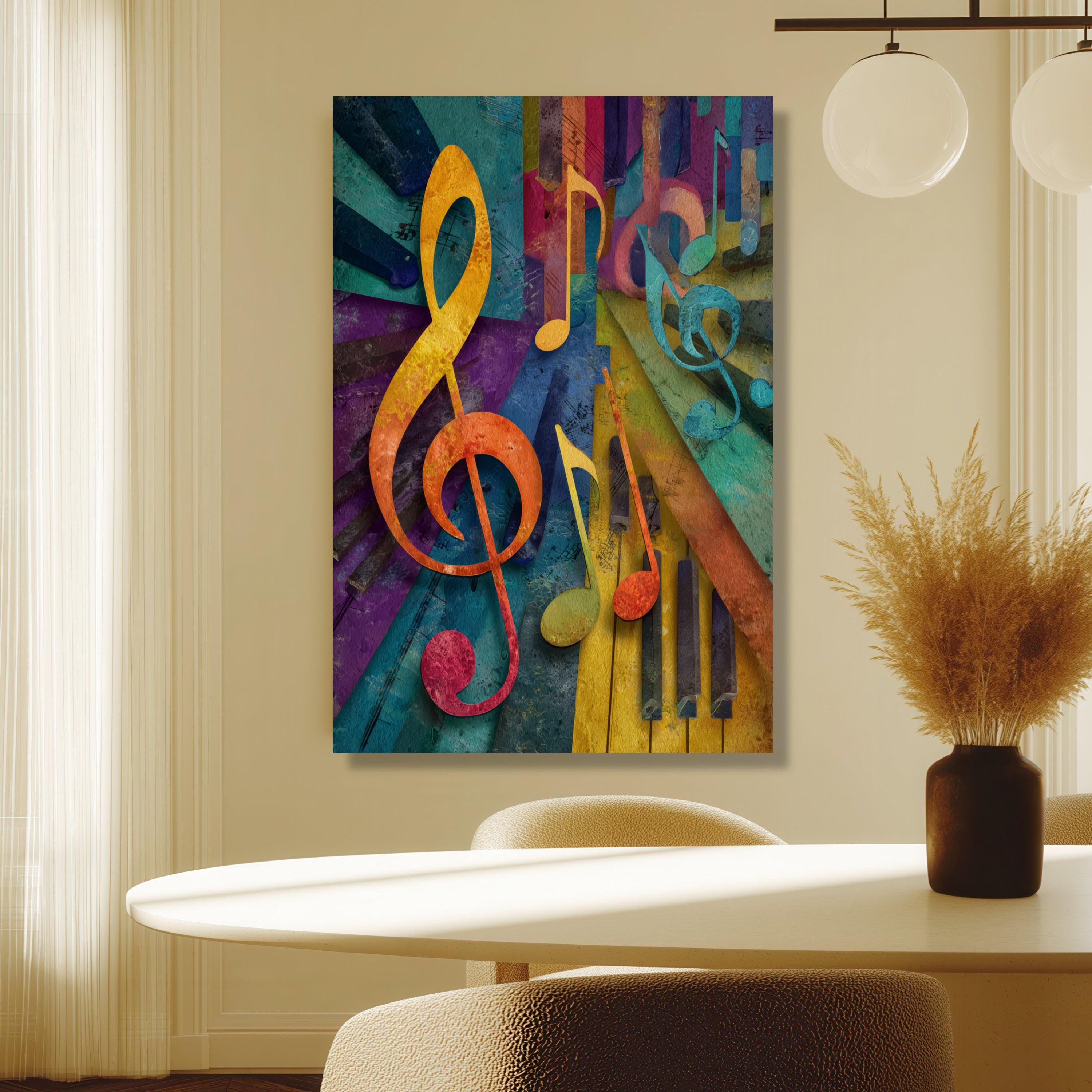 Colorful Music Notes Canvas Print, Abstract Piano Keys Wall Art - Etsy
