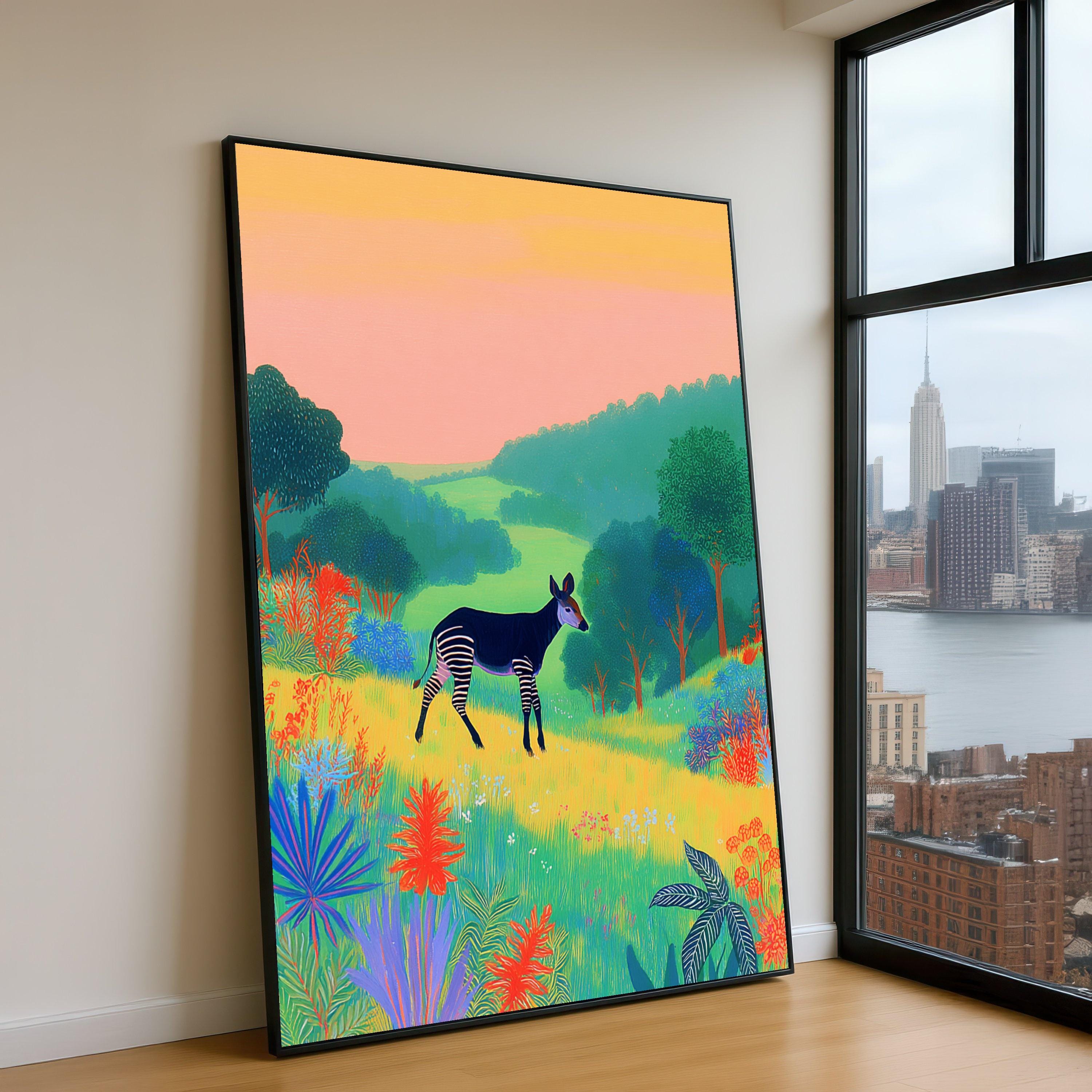 Vibrant Okapi Canvas Print, Tropical Forest Wildlife Wall Art - Etsy