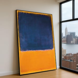 Mark Rothko, Abstract Color Block Canvas Wall Art, Blue and Orange Modern Minimalist Painting, Contemporary Home Decor, Large Wall Art