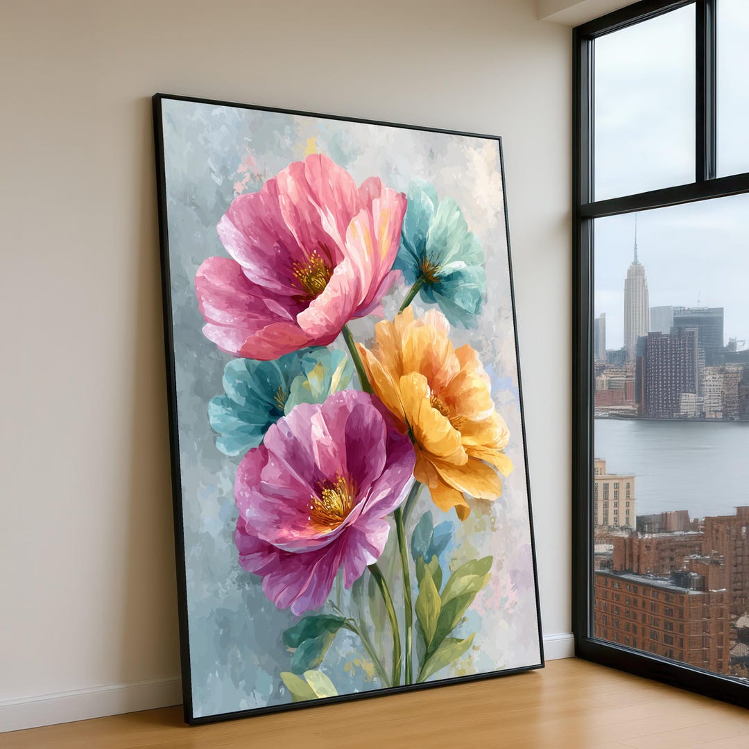 Spring Bloom Canvas Colorful Spring Blooms Canvas, Abstract Floral Wall Art, Vibrant ...