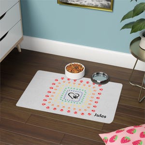 Pet Food Mat Cat Feeding Mat Kitchen Mat for Pet Bowls Kitchen Floor Mat for pets Personalized Pet Placemat