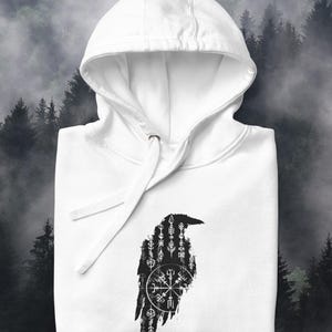 Vegvisir Raven unisex hoodie, Viking tee, Runes, nordic mythology, Valknut, Ragnar Lodbrok, Valhalla, Yggdrasil, Odin, Upsalla, gift present