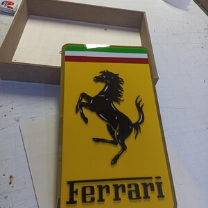 Ferrari Metal Wall Sign: Garage Decor, Man Cave Art