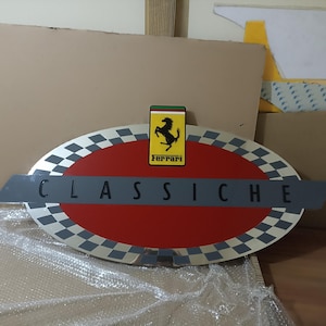 Ferrari Classiche Metal Wall Sign: Garage & Showroom Decor