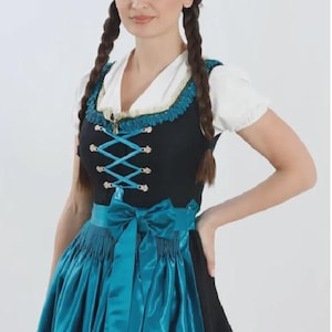 Denim Dirndl Dress | Modern German Oktoberfest Outfit | Casual Bavarian Tracht with Adjustable Fit | Contemporary Denim Dirndl for Women